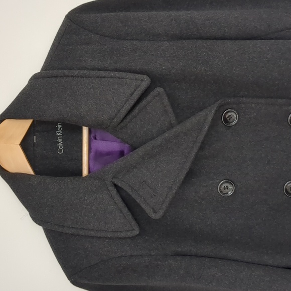 Charcoal Calvin Klein cashmere blend peacoat - Picture 2 of 5